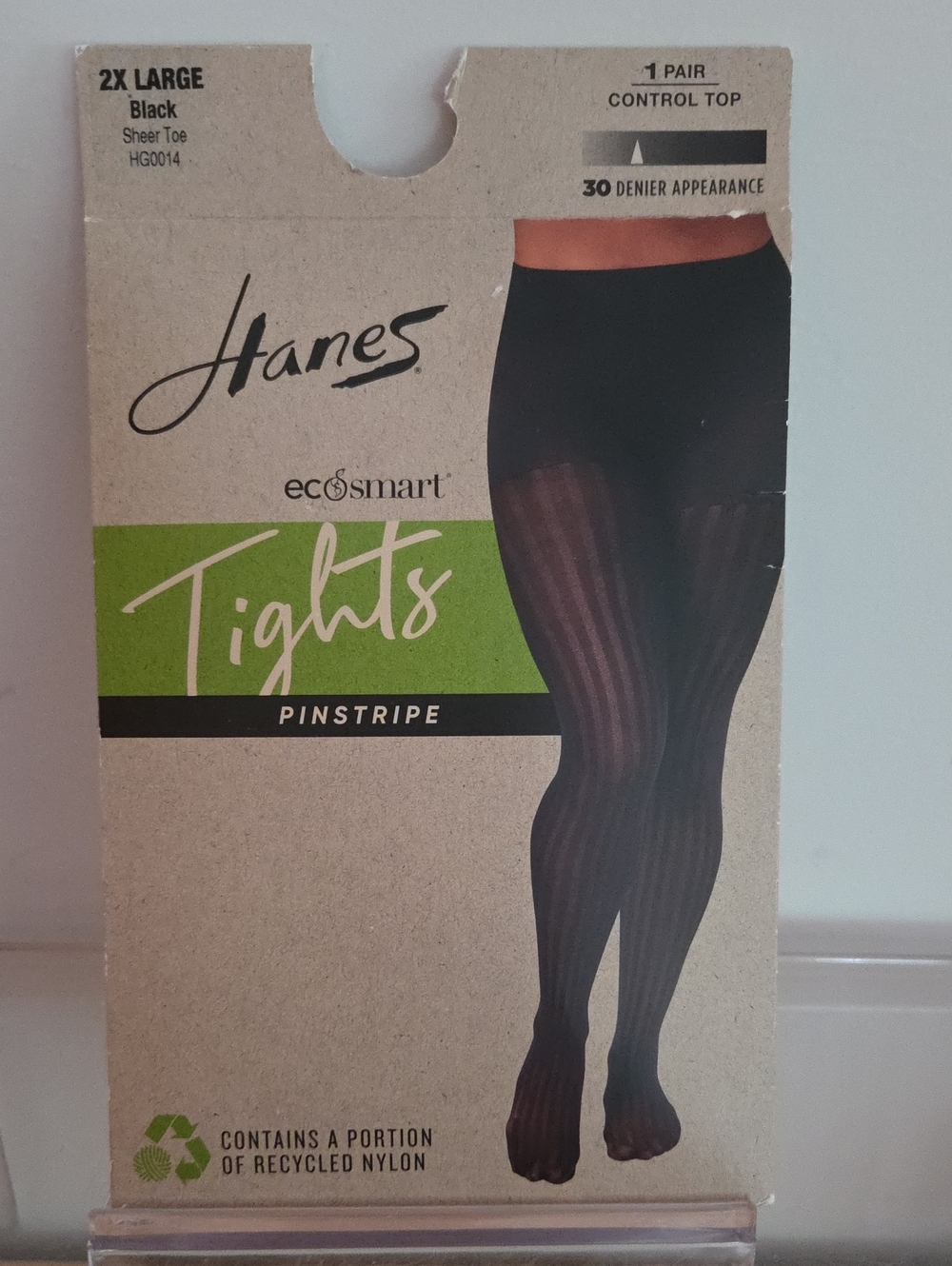 Hanes Black Pinstripe Control Top Tights NWT Size 2x